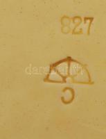 Szecessziós fali dísztányér, kézzel festett, apró mázhibákkal, jelzett, d:26 cm