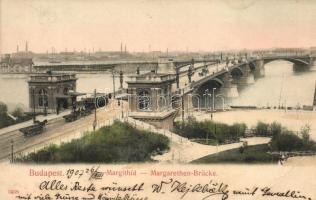 Budapest, Margit híd, villamos, kiadja Taussig Arthur (EB)