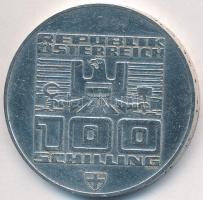 Ausztria 1974. 100Sch Ag "Innsbruck - XII. téli olimpia / Lesikló sánc" T:2  Austria 1974. 100 Schilling Ag "Winter Olympics Innsbruck / Ski take-off ramp" C:XF