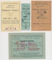 1935-1940 4 db közlekedési jegy minta (tanuló havijegy, menettérti jegy, stb.)