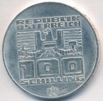 Ausztria 1974. 100Sch Ag "Innsbruck - XII. téli olimpia / Lesikló sánc" T:2  Austria 1974. 100 Schilling Ag "Winter Olympics Innsbruck / Ski take-off ramp" C:XF