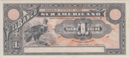 Ecuador 1920. 1S T:I,I- (kis folt) Ecuador 1920. 1 Sucre C:UNC,AU (small stain)