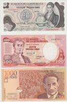 Kolumbia 1983-2003. 20P + 100P + 1000P T:I,I- (hajtatlanok) Columbia 1983-2003. 20 Pesos + 100 Pesos + 1000 Pesos C:UNC,AU (unfolded)