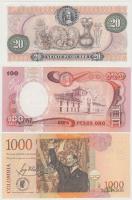 Kolumbia 1983-2003. 20P + 100P + 1000P T:I,I- (hajtatlanok)
Columbia 1983-2003. 20 Pesos + 100 Pesos...