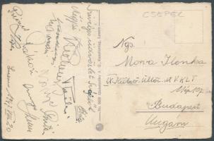 1947 A csepeli labdarúgó csapat tagjainak aláírása képeslapon