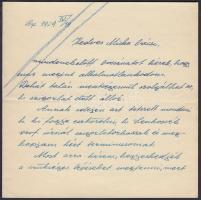 1929 Gorka Tivadar orvos, orvostudományi író saját kézzel írt levele és aláírása