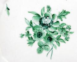 Herendi virág mintás tál, kézzel festett, jelzett (koronás), hibátlan, 27×37 cm