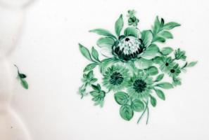 Herendi virág mintás tál, kézzel festett, jelzett (koronás), hibátlan, 31×40 cm