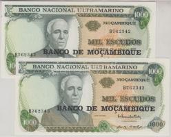 Mozambik 1972. 1000Esc (2x) sorszámkövető T:I Mozambique 1972. 1000 Escudos (2x) sequential serials C:UNC