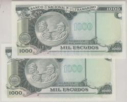 Mozambik 1972. 1000Esc (2x) sorszámkövető T:I
Mozambique 1972. 1000 Escudos (2x) sequential serials ...