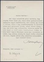 1942 Dr. Bakay Lajos (1880-1959) orvos, egyetemi tanár, Gróf Teleki Pál kezelőorvosának aláírása levélen