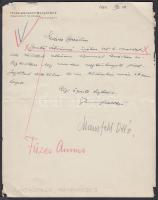 Mansfeld Ottó nőgyógyász, egészségügyi főtanácsos, orvostudományi író aláírása levélen