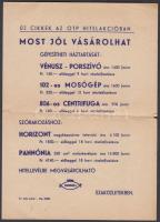 cca 1930 Lottó reklám, hátoldalán OTP hitelakció reklám