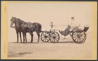 cca 1870 Hintő hölggyel, keményhátú fotó, 10x6 cm