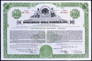Amerikai Egyesült Államok/Kalifornia 1972. "Broadway-Hale Stores,Inc." részvénye 1000$-ról, szelvényekkel, perforált T:I- USA/California 1972. "Broadway-Hale Stores,Inc." share about 1000 Dollars, with coupons, perforated C:AU