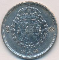 Svédország 1946TS 2K Ag "V. Gusztáv" T:2 Sweden 1964TS 2 Kronor Ag "Gustaf V" C:XF