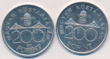 1992-1993. 200Ft Ag "MNB" (2x) T:2