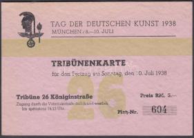 1938 Tag der deutschen Kunst. Tribünjegy. / Ticket for the German art day