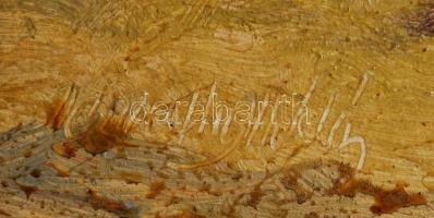 Olvashatatlan jelzéssel: Libapásztorok. Olaj, karton, 20×33 cm