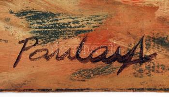 Paulay jelzéssel: Munkagépek. Olaj, farost, 68×95 cm