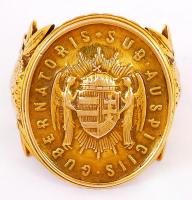 Kormányzói Gyűrű14 K arany (Au), nagy ovális fej, Magyarország középcímerével, körfelirat: Sub  Ausp...