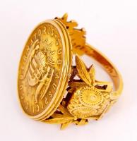 Kormányzói Gyűrű14 K arany (Au), nagy ovális fej, Magyarország középcímerével, körfelirat: Sub  Ausp...