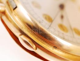cca 1910 Répétition a quarts chronographe dupla, aranyfedelű, 14K arany zsebóra, stopperrel, kiváló,...