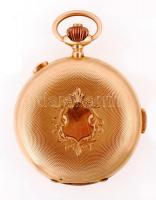 cca 1910 Répétition a quarts chronographe dupla, aranyfedelű, 14K arany zsebóra, stopperrel, kiváló,...