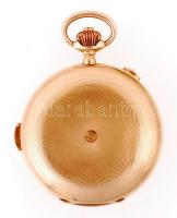 cca 1910 Répétition a quarts chronographe dupla, aranyfedelű, 14K arany zsebóra, stopperrel, kiváló,...