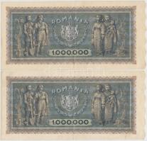 Románia 1947. 1.000.000L (2x) sorszámkövetők T:II-
Romania 1947. 1.000.000 Lei (2x) sequential seria...