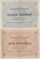 Montenegró 1914. 1P + 2P T:III (ázott papír)
Montenegro 1914. 1 Perper + 2 Perper C:F (wet paper)