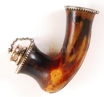 cca 1850-1880 Weisz Sándor és fia tajtékpipamesztő műhelyéből származó nagyméretű antik tajtékpipa, ezüst (Ag.), jelzett, szár nélkül, m: 11,5 cm, h: 15,5 cm / Antique meerschaum pipe from the Hungarian pipermaker Weisz Sándor and son's, with silver top and without stem