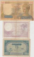 Franciaország 1939. 5Fr + 1935. 50Fr + Marokkó 1924. 5Fr T:III,III- (egyiken tűlyukak)
France 1939. ...