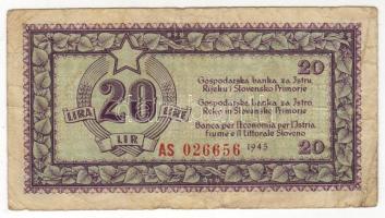 Jugoszlávia/helyi kiadás Isztria, Fiume és a Szlovén Partvidék részére 1945. 20Líra T:II