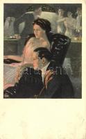 Romantic couple with billiard table, M. Munk No. 524. s: Clarence F. Underwood (EK)