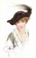 Lady with hat, M. Munk Nr. 1131. artist signed