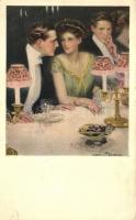 Romantic couple at the table, M. Munk No. 524. s: Clarence F. Underwood (EK)