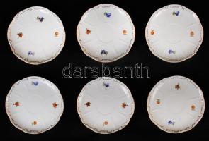 Zsolnay virámintás matricás kistányér, 6 db, hibátlan, jelzett, d: 12 cm