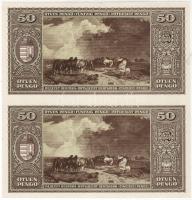 1945. 50P csak hátoldali nyomat függőleges összefüggő párban T:I