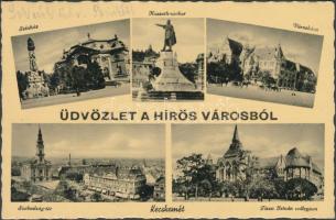 Kecskemét, Színház, Kossuth szobor, Szabadság tér, Tisza István Kollégium, Városháza