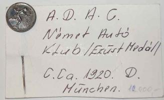 Német Birodalom cca. 1920D (München) "A.D.A.C." Ag Autóklub kitűző T:1 R!