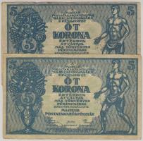1919. 5K "MÁS TÖRVÉNYES..." "SOPRON" és "Magyar Tanácsköztársaság Pénzügyi Népbiztosság" felülbélyegzéssel T:IV