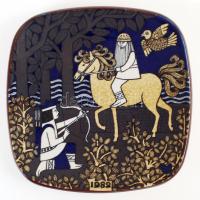 Arabia Finland R. Ussikinon dísztányér, hibátlan, jelzett, 20x20 cm