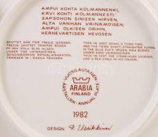 Arabia Finland R. Ussikinon dísztányér, hibátlan, jelzett, 20x20 cm