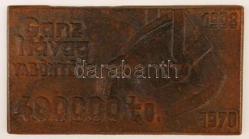 1908-1978 Ganz-Mávag Vasöntöde 400000 tonna emlékére készült fém plakett, 13x7 cm