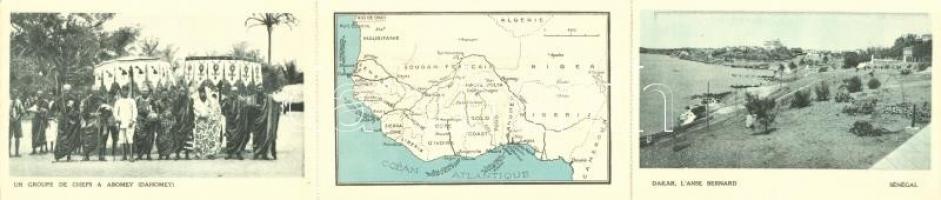 LAfrique Occidentale Francaise / Dakar, Africa map, chefs of Abomey folding card