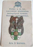 1916. "Hubertus vadászkereszt" eredeti árusítólapon, zománcozott jelvény T:2