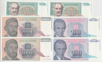 Jugoszlávia 1994. 10D (10x) + 100D (6x) + 1000D (6x) T:I,I-
Yugoslavia 1994. 10 Dinara (10x) + 100 D...