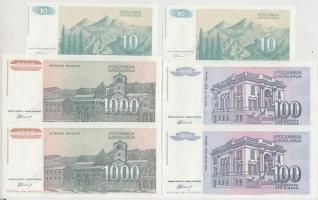 Jugoszlávia 1994. 10D (10x) + 100D (6x) + 1000D (6x) T:I,I-
Yugoslavia 1994. 10 Dinara (10x) + 100 D...