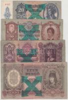 1930. 100P + 1932. 50P + 1936. 10P + 1941. 20P + 1943. 1000P mindegyik hamis nyilaskereszt felülbélyegzéssel T:III